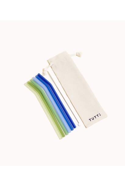 Studio Tutti - Glass Straws - Set of 6 - Blue