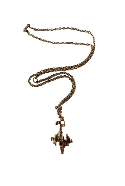 Vintage Brutalist Pendant Necklace - Pendant L5.5cm - Chain 60cm - Marked Finland