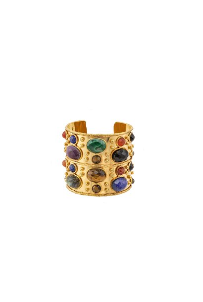 Sylvia Toledano - Cuff Wide Byzance -  Malachite / Lapis  /Onyx - Paris