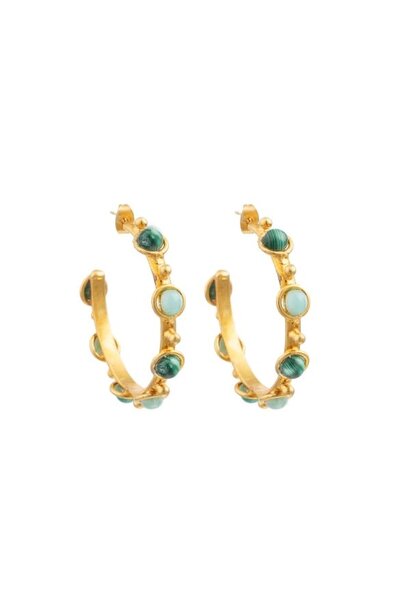 Sylvia Toledano - Petite Candy Hoop Earrings -  Malachite / Amazonite - Paris