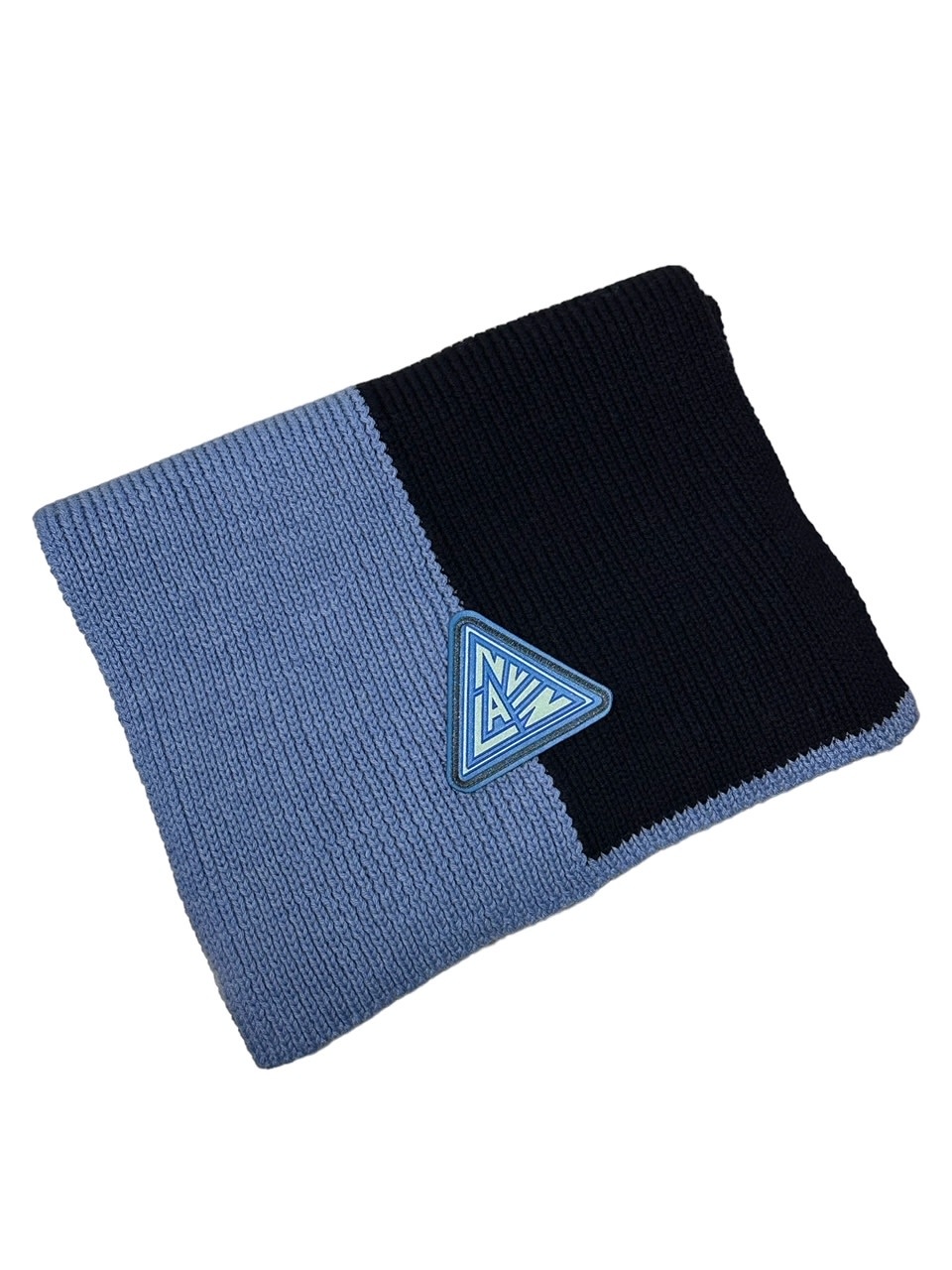 Lanvin - 100% Wool Scarf with Logo - 30x180cm - Blue / Black-1