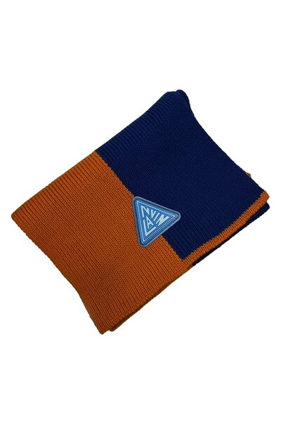 Lanvin - 100% Wool Scarf with Logo - 30x180cm -  Blue / Orange