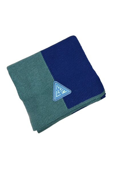 Lanvin - 100% Wool Scarf with Logo - 30x180cm - Blue /  Green