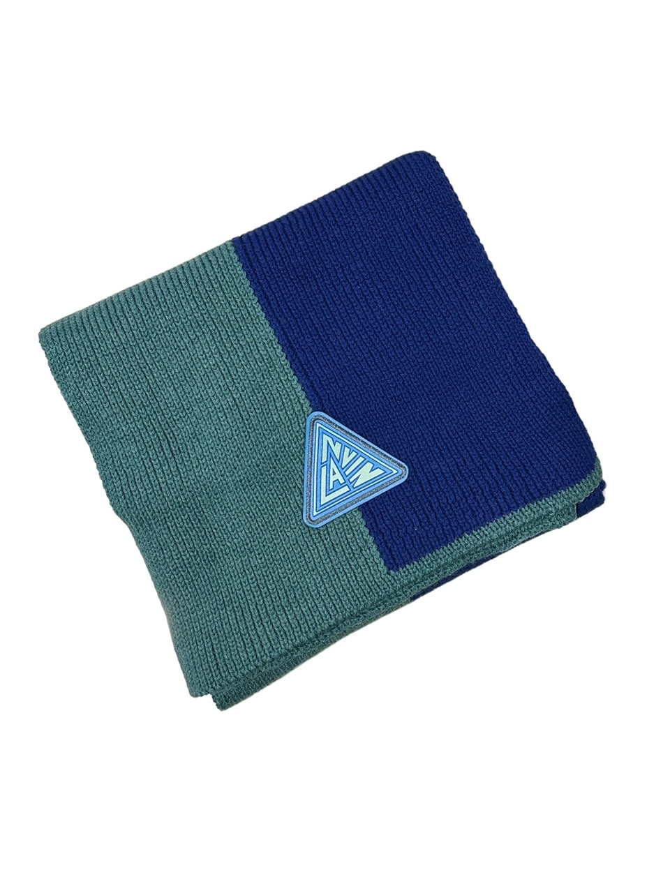 Lanvin - 100% Wool Scarf with Logo - 30x180cm - Blue /  Green-1