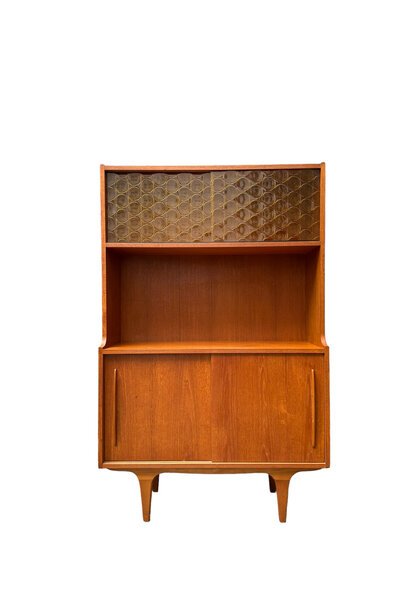 Vintage John Grimes Teak Bar Cabinet with Amber Glass Doors  c1960 - Australia