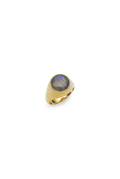 Jorge Adeler -  Gods & Heros Collection - Labradorite Cabochon Ring in 18ct Gold- Handmade in USA