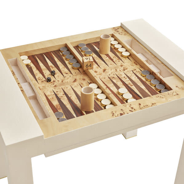 AERIN - Shagreen Games Table - Available in Chocolate and Cream-7