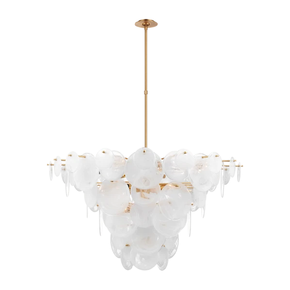 AERIN Loire Large Chandelier with White Strie Glass Becker Minty