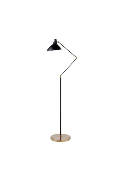 Mayotte Large Offset Floor Lamp with Hand-Rubbed Antique Brass