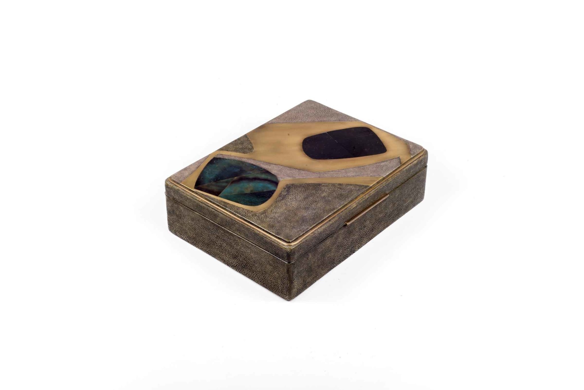 R & Y  Augousti - Cosmos Dark Jewellery Box in Stingray and Black Pen Shell-2