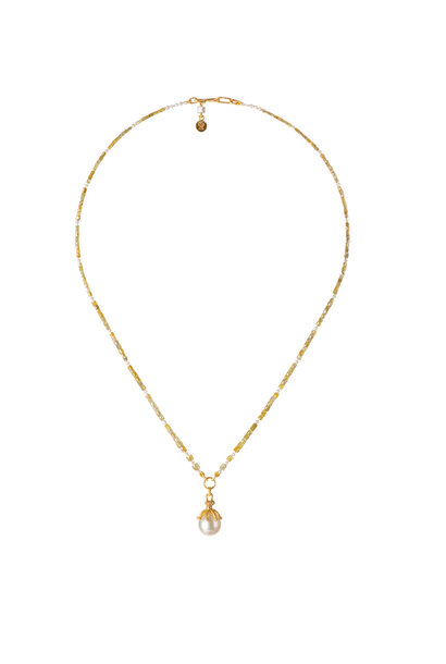 Lisa Black Jewellery - Pearl Empress Necklace - Golden Diamond Grade AAA Australian South Sea Pearl Pendant on Fine Gold Diamond Strand with Seed Pearl and 22ct Gold Detailing