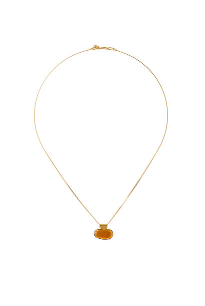 Lisa Black Jewellery - Fine Honey Tourmaline Double Rose Cut Stone on a Curb 22ct Gold Chain - Handmade in Australia