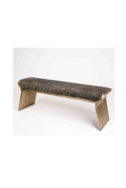 Kifu Paris - Dandy Bench - Antique Black Shagreen Bronze Patina Brass Legs