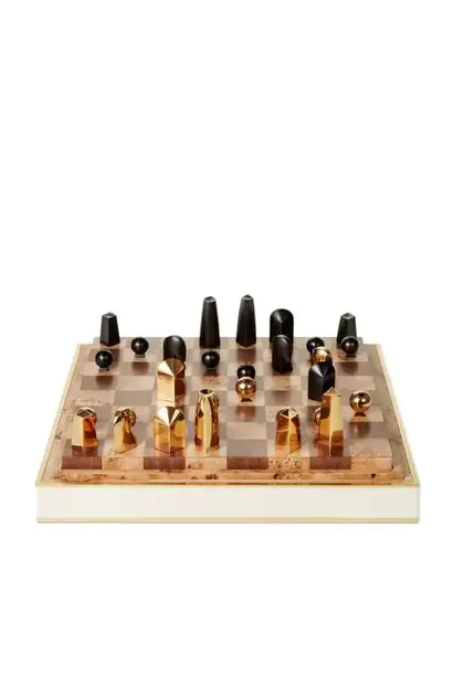 AERIN - Embossed Shagreen Chess Set - Cream