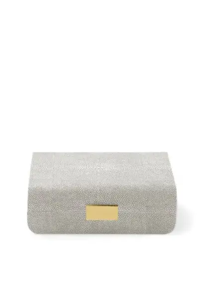 AERIN - Modern Embossed Shagreen Jewellery Box Small - Dove