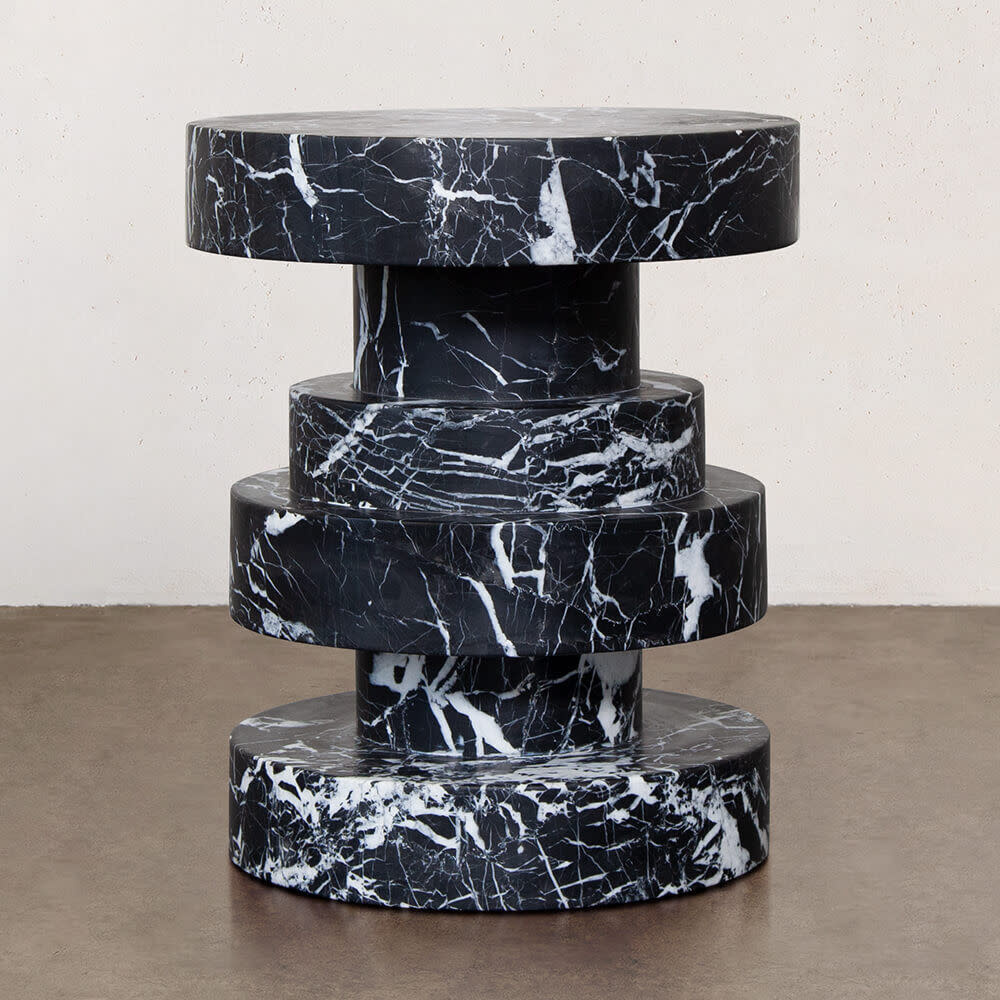 Kelly Wearstler - Apollo Stool - Negro marquina marble  38x45cm-4