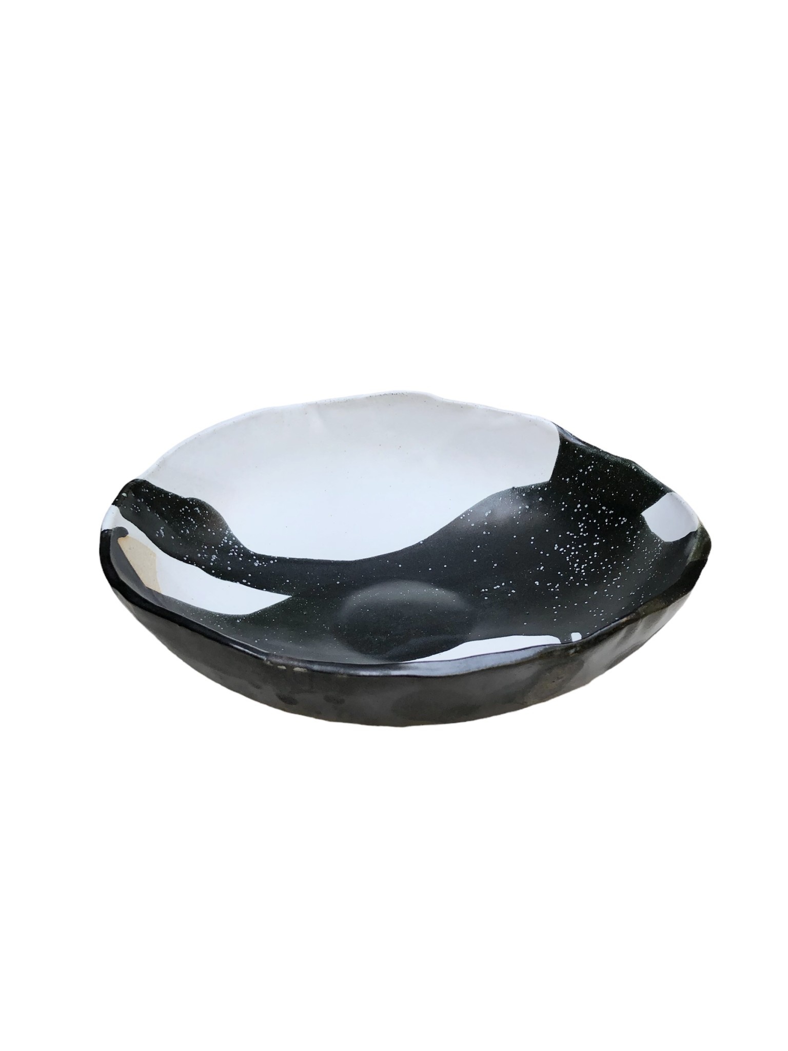Linda Bretherton - Black/White Large Serving Bowl #2 - Stoneware - 9x28x31cm-1