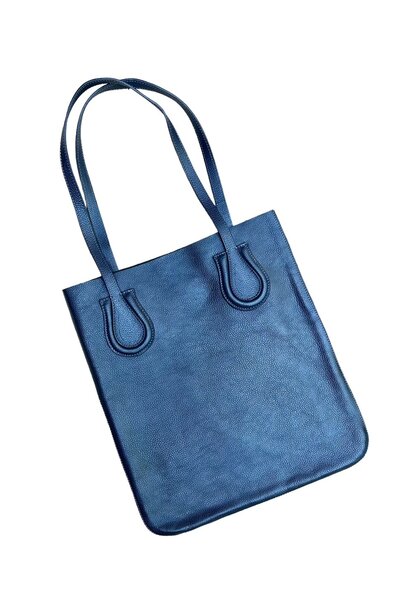 Koff Leather Tote - Blue -  H36 x 32cm - USA