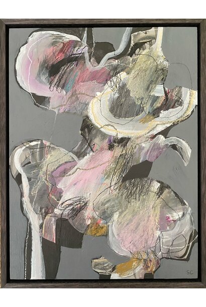 SOLD - Sharon Collyer - Calling the bones, 2023 - Mixed media on board - 43.5x33.5cm framed