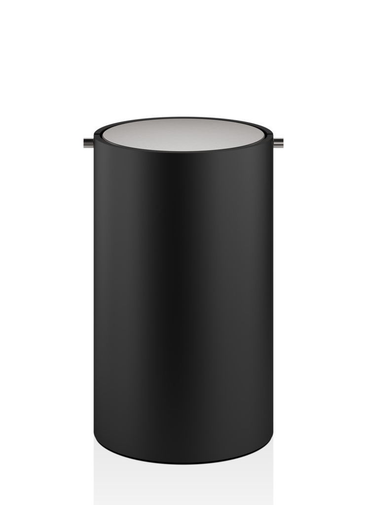 DW Stone Collection BEMD Waste Bin Black Resin Matte Stainless Steel Revolving Lid