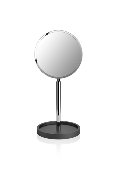DW - Stone - KSA  Freestanding Cosmetic Mirror 4 x Magnification - Black Resin Chrome - Germany