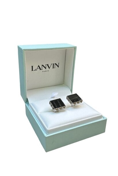 LANVIN -  Black Square Cufflinks - Rhodium Plated - Germany