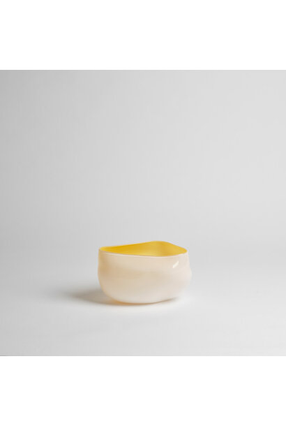 Alexandra Kidd Atelier - Ilaria Vase Small Opaque Polished Glass Amber Yellow in White - Handcrafted in Australia