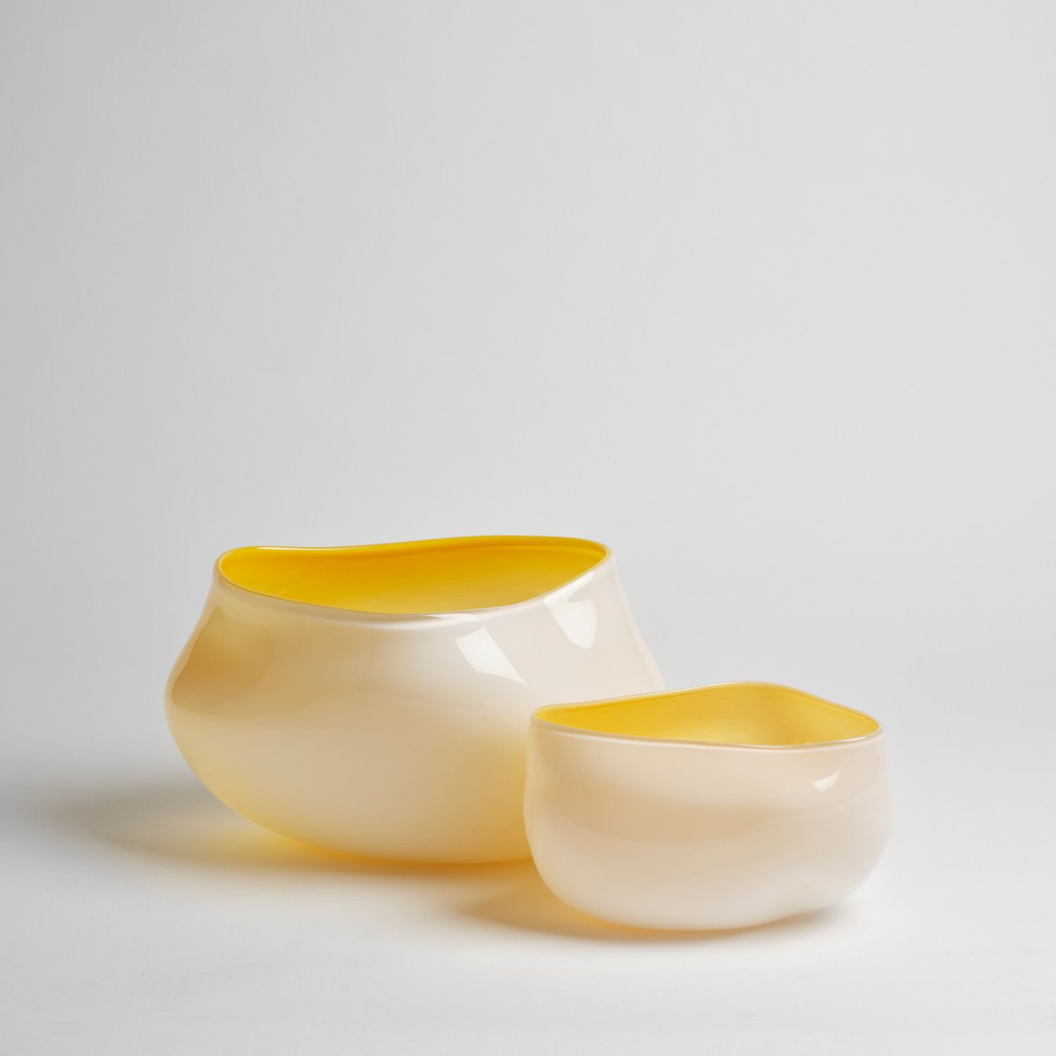 Alexandra Kidd Atelier - Ilaria Vase Large  Opaque Polished Glass Amber Yellow in White - Handcrafted in Australia-2