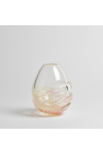 Alexandra Kidd Atelier - Mirabella Bud Vase - Polished Glass Clear with Rosalin and White Canework, Gold Dust - Handcrafted in Australia