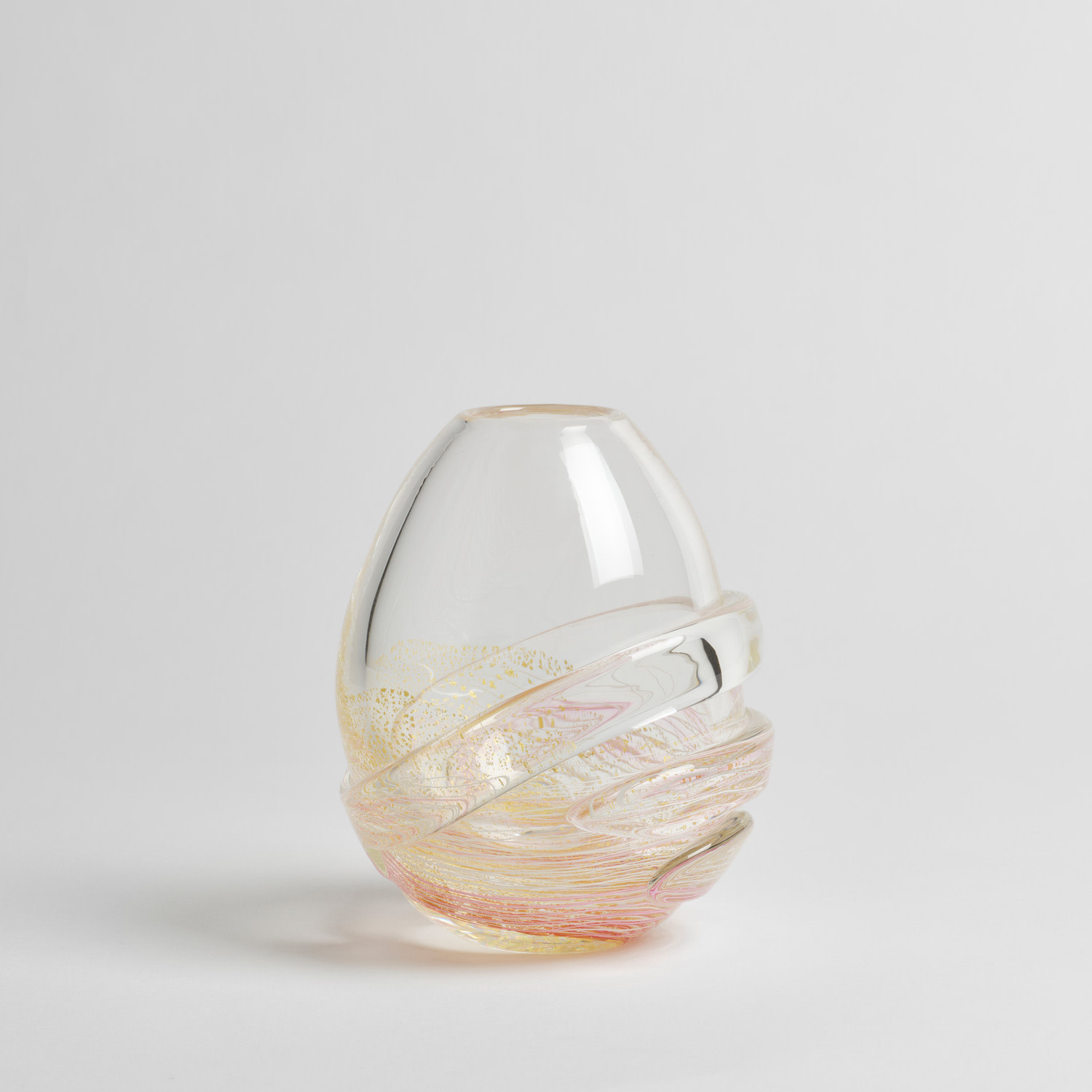 Alexandra Kidd Atelier - Mirabella Bud Vase - Polished Glass Clear with Rosalin and White Canework, Gold Dust - Handcrafted in Australia-1