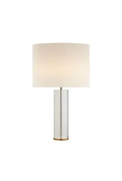 AERIN - Lineham Table Lamp in Crystal and Hand-Rubbed Antique Brass with Linen Shade