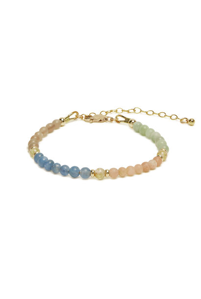 SPIRITUS STONES - INNER LIGHT BRACELET WITH RUTILATED QUARTZ, JADE, KYANITE, SUNSTONE, MOONSTONE & 14K GOLD-FILLED