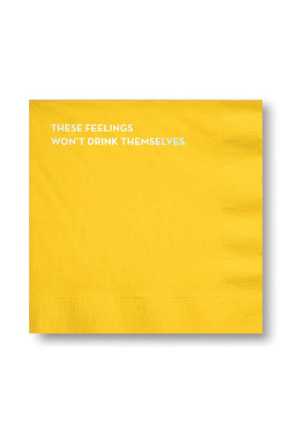 These Feelings Won't Drink Themselves Napkins - Yellow with Hologram Print - Box of 20 - USA