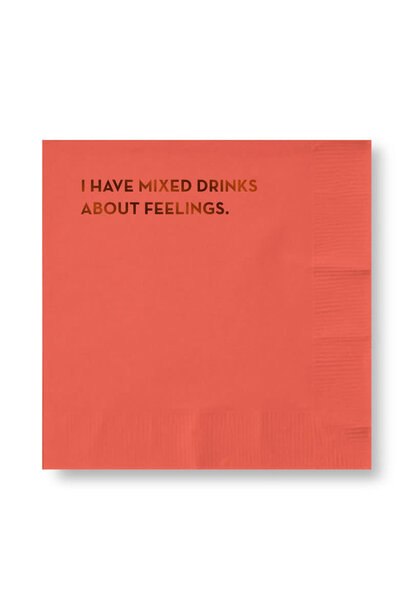 Mixed Drinks about Feelings - Coral with Foiled Print - Box of 20 - USA