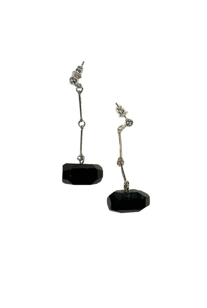 2 by Lyn & Tony - Faceted Black Agate Earrings