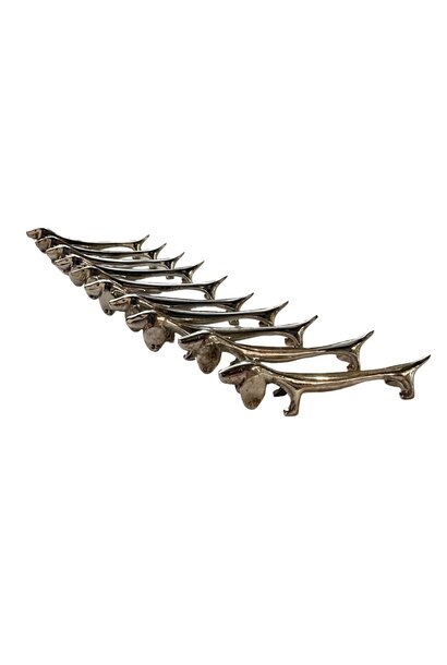 Set of Ten 10  French Silver Plated Dachshund Knife Rests - L9cm