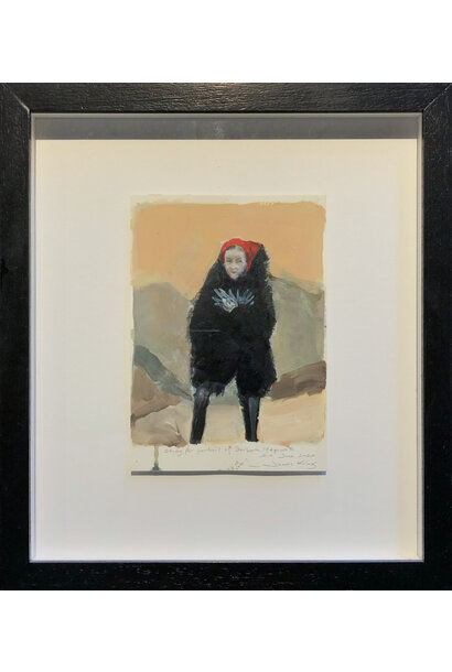 James King - Study for Portrait of Barbara Hepworth, 2020 - Oil on paper - 37x33cm framed - Black timber shadow box frame