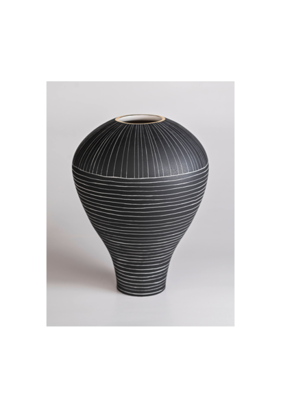 Waylande Gregory - Ballon Vase XL - Ivory Lines Black - H40 W28cm