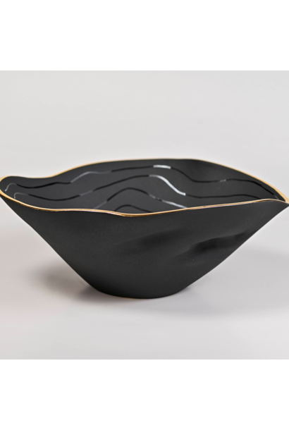 Waylande Gregory - Free Form Bowl Large - Black Waves - D38 H13cm