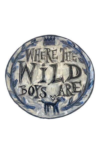 SOLD - Paul O'Connor - Where the Wild Boys Are Plate, 2024 - Glazed porcelain - 17x17x1cm