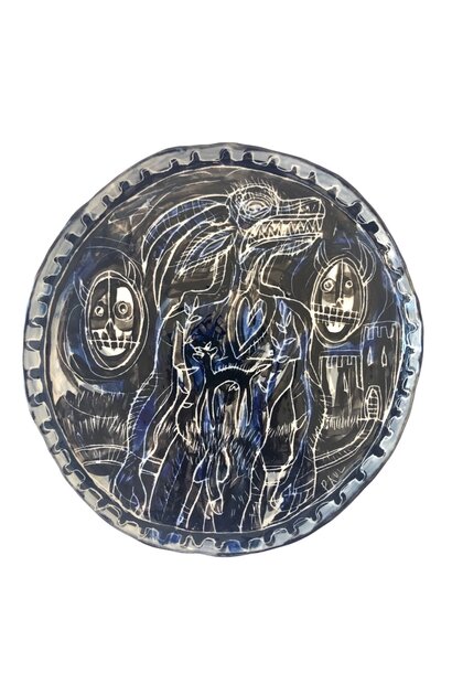 SOLD - Paul O'Connor - Hungry Like the Wolf Plate, 2024 - Glazed porcelain - 17x17x1cm
