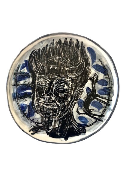 SOLD - Paul O'Connor - Shy Boy Plate, 2024 - Glazed porcelain - 17x17x1cm