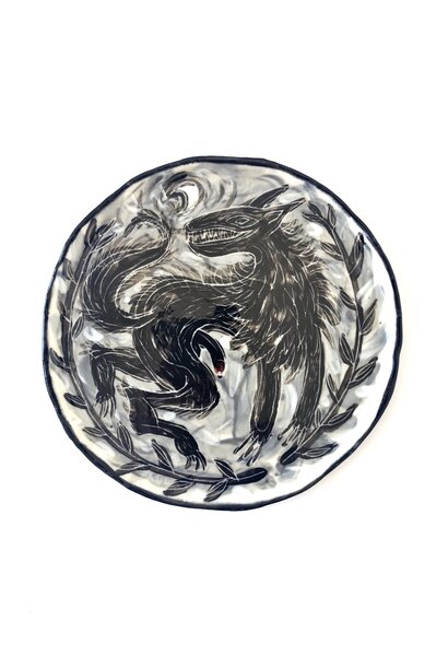 SOLD - Paul O'Connor - The Whole of the Moon Plate I, 2024 - Glazed porcelain - 17x17x1cm