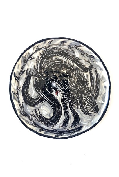 SOLD - Paul O'Connor - Kings of the Wild Frontier Plate II, 2024 - Glazed porcelain - 17x17x1cm