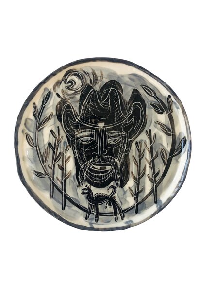 SOLD - Paul O'Connor - Cowboy Plate, 2024 - Glazed porcelain - 17x17x1cm
