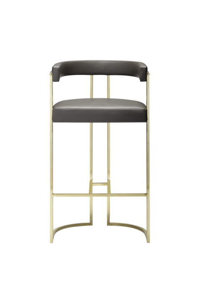 Julius Bar Stool - Natural Waxed Leather with Brass / Bronze - Portugal
