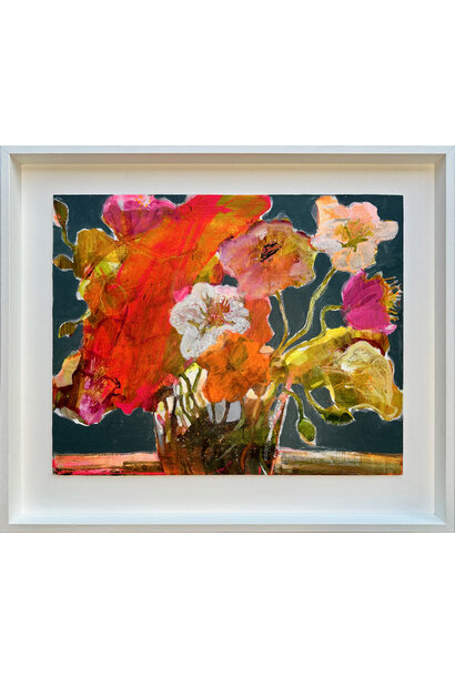 Debbie Mackinnon - Joyful Blooming, 2023 - Acrylic and mixed media on panel - 53x62cm framed
