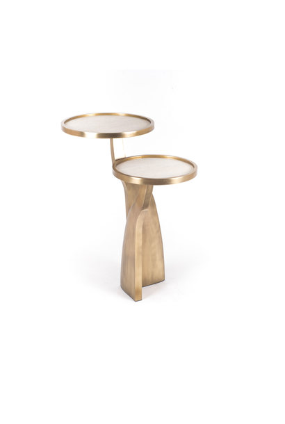 Kifu Paris - Chital Side Table - Antique Natural Shagreen  with Bronze Patina Brass Legs