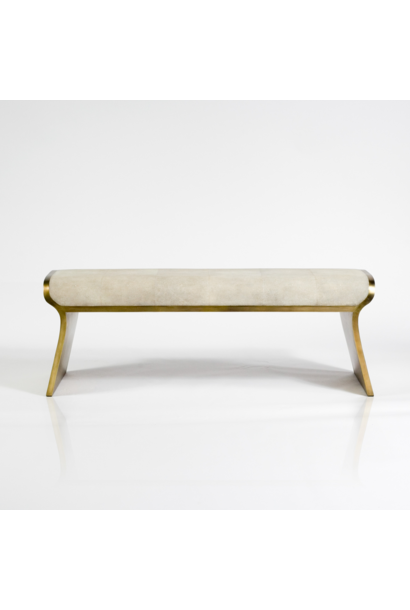 Kifu Paris - Dandy Bench - Antique Natural Shagreen Bronze Patina Brass Legs