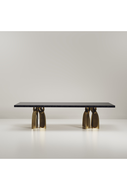 Kifu Paris - Chital Dining Table - Black Pen Shell Bronze Patina Brass legs - 305 x 107 x 75 cm